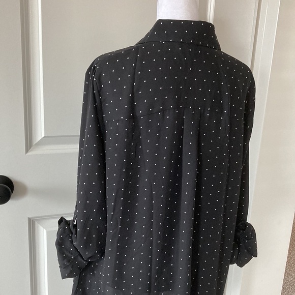 Lane Bryant 14 16 blouse polka dots black white long sleeves - Picture 9 of 13